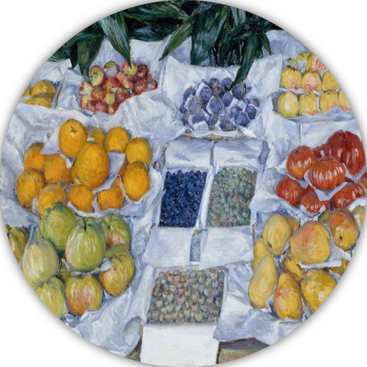 Fruit weergegeven op een standaard - Gustave Caillebotte aluminium muurcirkel