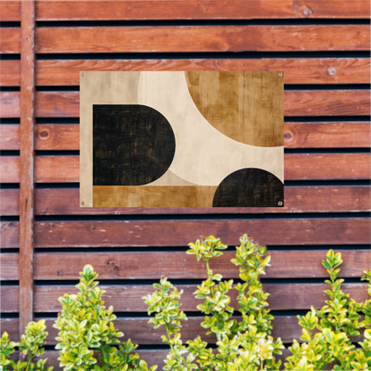 Abstracte Beige en Zwarte Organische Vormen tuinposter