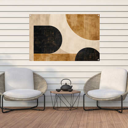 Abstracte Beige en Zwarte Organische Vormen tuinposter