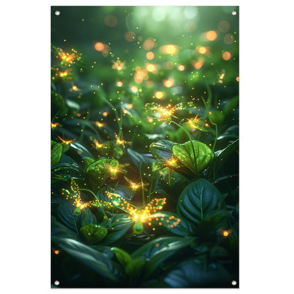 Magische Vuurvliegjes Dansen in het Bos tuinposter