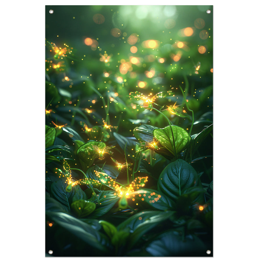 Magische Vuurvliegjes Dansen in het Bos tuinposter