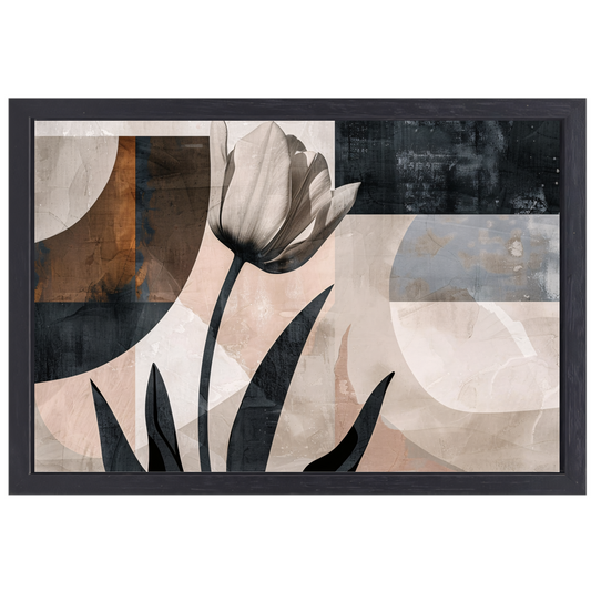 Abstracte Close-up van een Tulp in Sepia canvas met baklijst