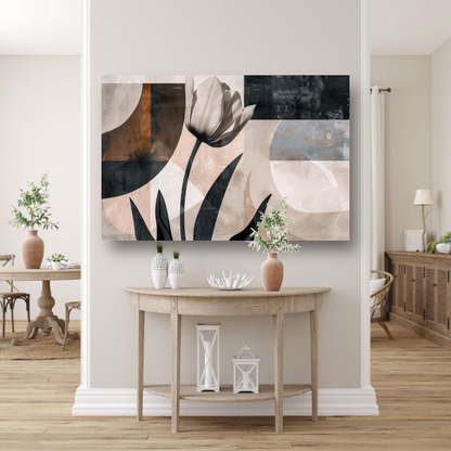 Abstracte Close-up van een Tulp in Sepia canvas met baklijst