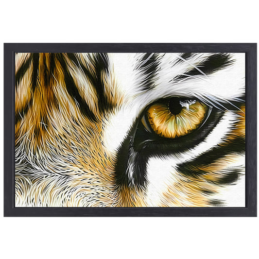 Hyperrealistisch schilderij van tijgeroog close-up canvas met baklijst