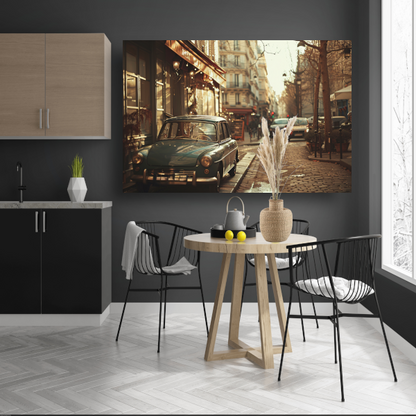Gouden uur in een Parijse straat canvas