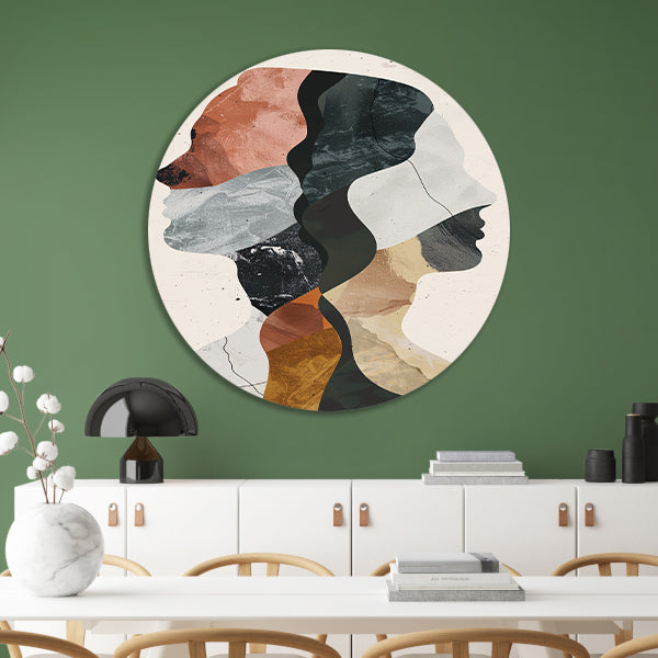 Abstracte Profielen in Harmonieuze Kleuren forex muurcirkel