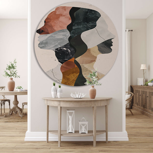 Abstracte Profielen in Harmonieuze Kleuren forex muurcirkel