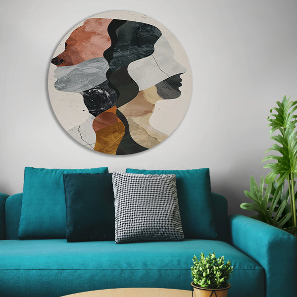 Abstracte Profielen in Harmonieuze Kleuren forex muurcirkel