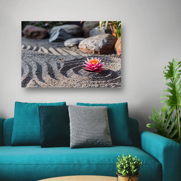 Zen Lotus in Zandtuin poster