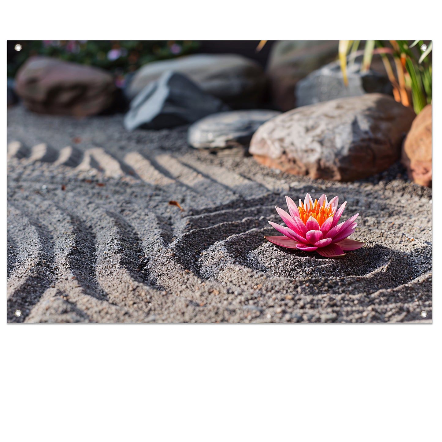 Zen Lotus in Zandtuin tuinposter