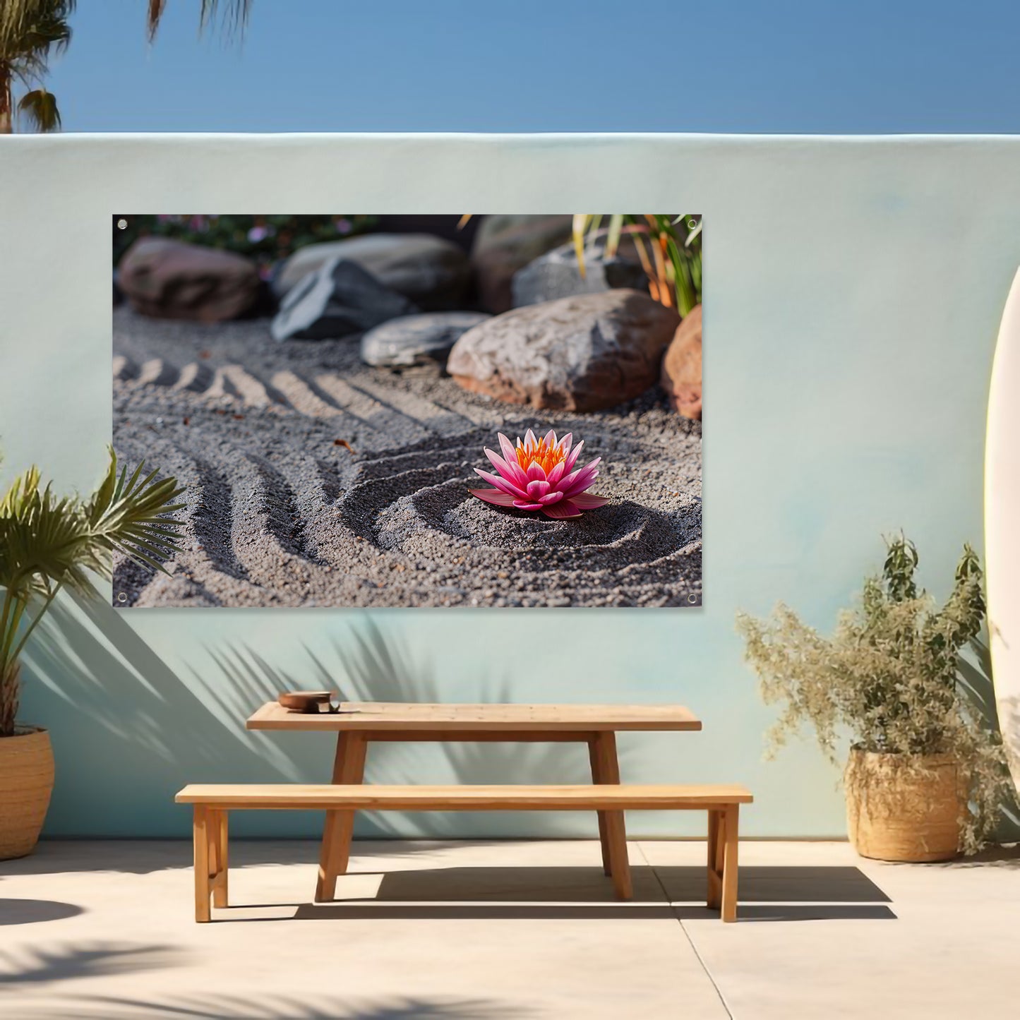 Zen Lotus in Zandtuin tuinposter