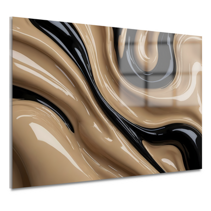 Dynamische Abstractie in Zwart en Beige acrylglas