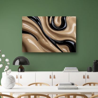 Dynamische Abstractie in Zwart en Beige canvas