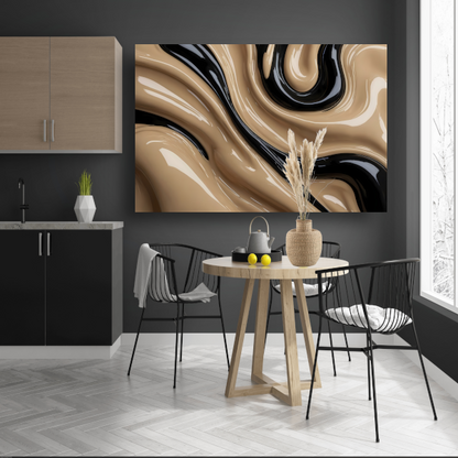 Dynamische Abstractie in Zwart en Beige acrylglas
