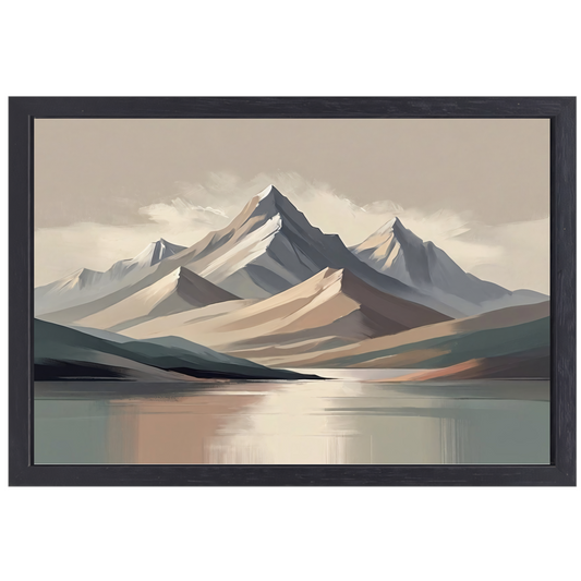 Serene Bergsilhouetten in Monochrome Tinten canvas met baklijst