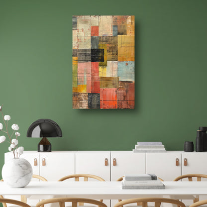 Abstract kleurrijk schilderij met patronen canvas met baklijst