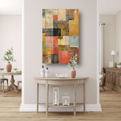 Abstract kleurrijk schilderij met patronen canvas