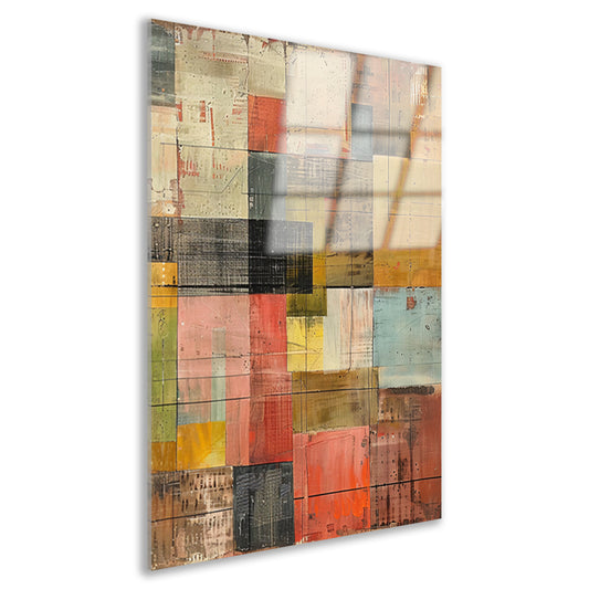 Abstract kleurrijk schilderij met patronen acrylglas