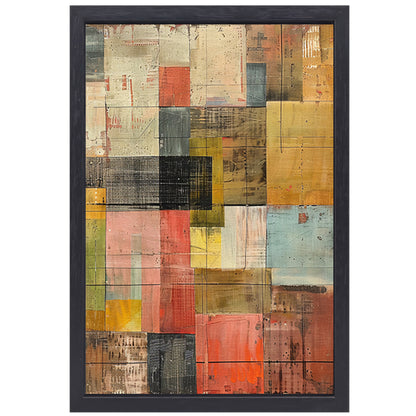 Abstract kleurrijk schilderij met patronen canvas met baklijst