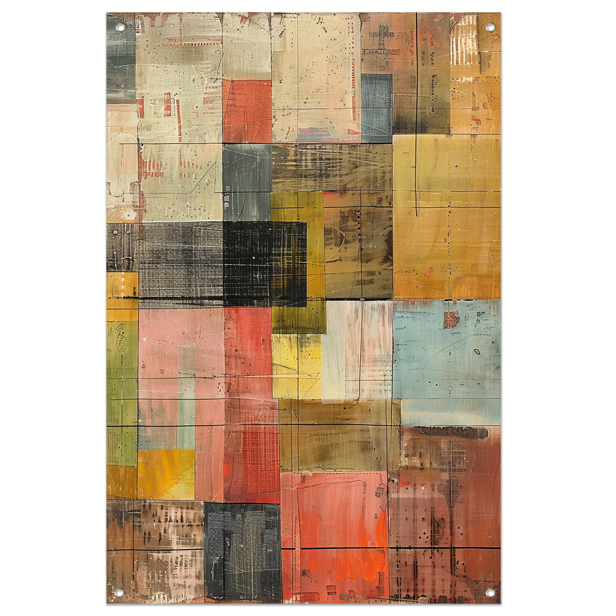 Abstract kleurrijk schilderij met patronen tuinposter