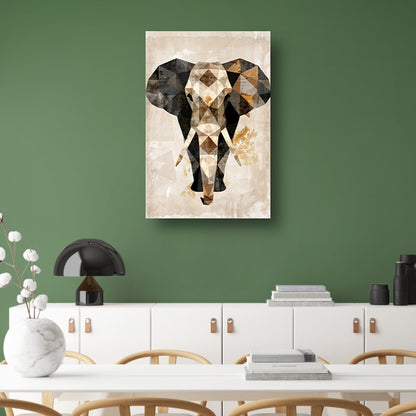 Geometrische Sepia Olifant in Abstracte Kunst canvas