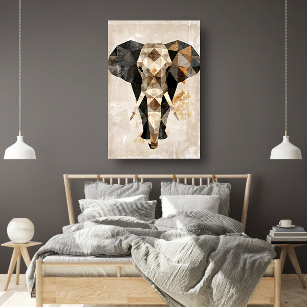 Geometrische Sepia Olifant in Abstracte Kunst canvas