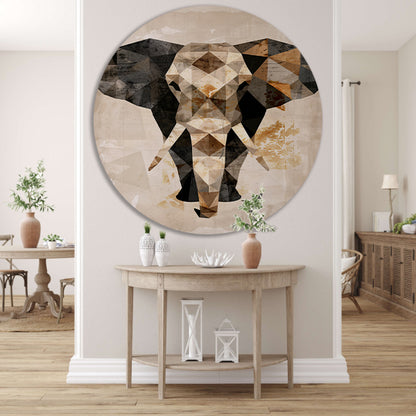 Geometrische Sepia Olifant in Abstracte Kunst forex muurcirkel