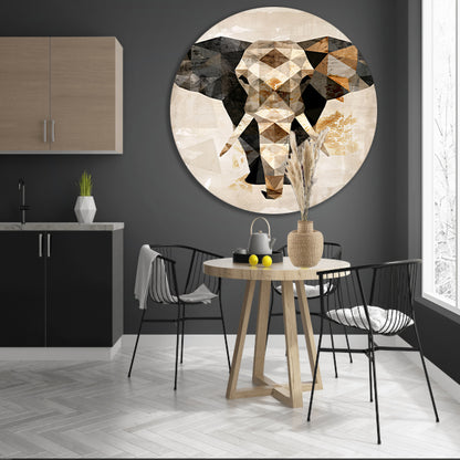 Geometrische Sepia Olifant in Abstracte Kunst forex muurcirkel