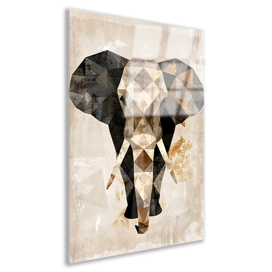 Geometrische Sepia Olifant in Abstracte Kunst acrylglas