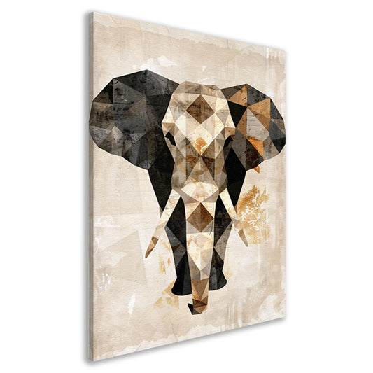 Geometrische Sepia Olifant in Abstracte Kunst canvas