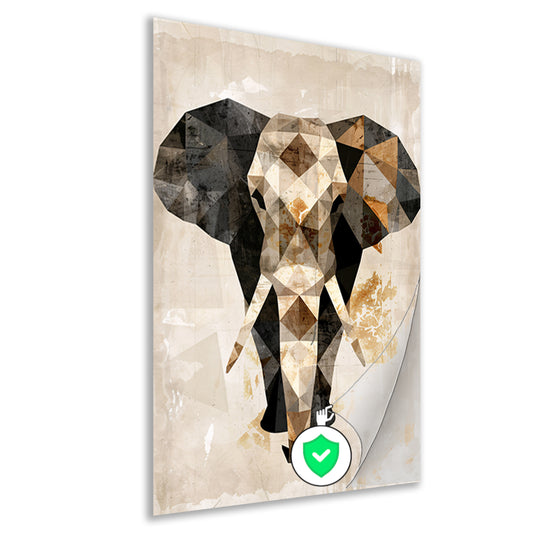 Geometrische Sepia Olifant in Abstracte Kunst poster