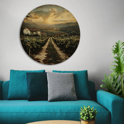 Toscaans Landschap met Wijngaard en Huis forex muurcirkel