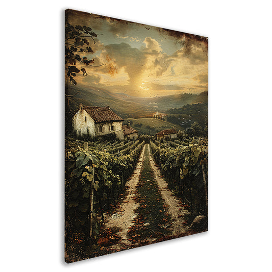 Toscaans Landschap met Wijngaard en Huis canvas