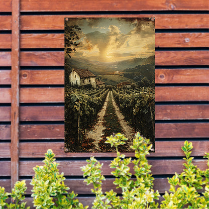 Toscaans Landschap met Wijngaard en Huis tuinposter