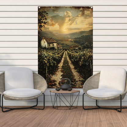 Toscaans Landschap met Wijngaard en Huis tuinposter