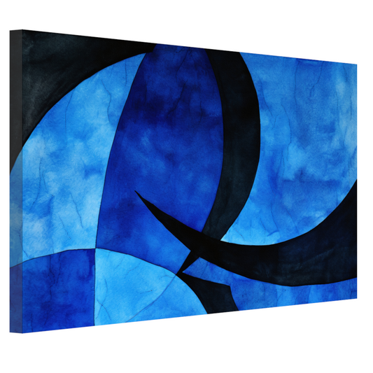 Dynamiek in Blauw en Zwart canvas