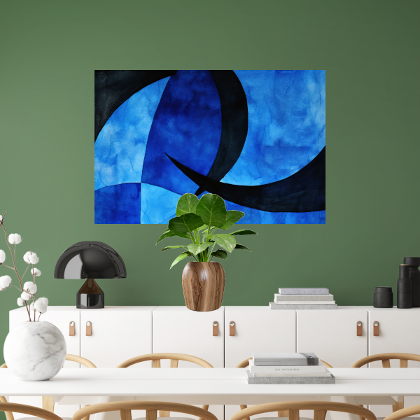 Dynamiek in Blauw en Zwart poster