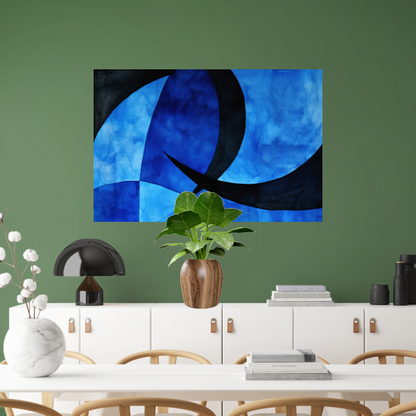Dynamiek in Blauw en Zwart poster