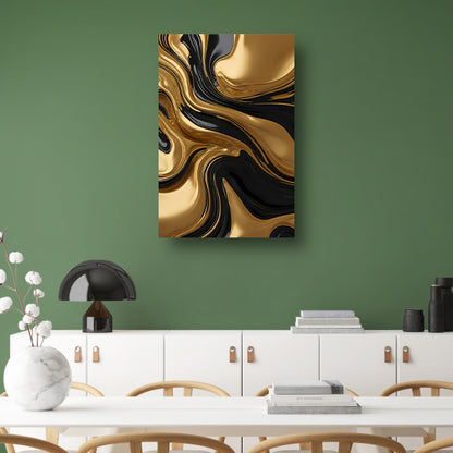 Dynamisch goud-zwart abstracte kunst poster