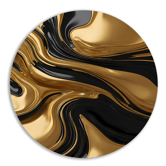 Dynamisch goud-zwart abstracte kunst forex muurcirkel