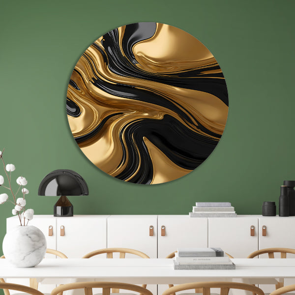 Dynamisch goud-zwart abstracte kunst forex muurcirkel