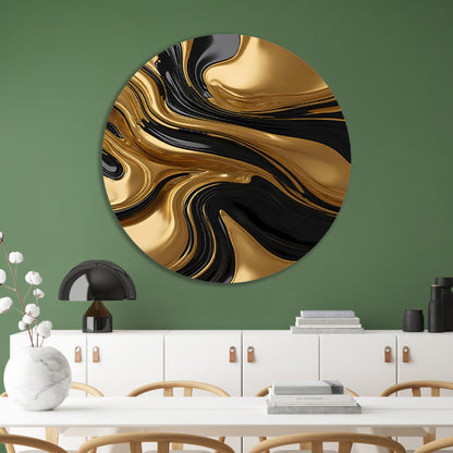 Dynamisch goud-zwart abstracte kunst forex muurcirkel
