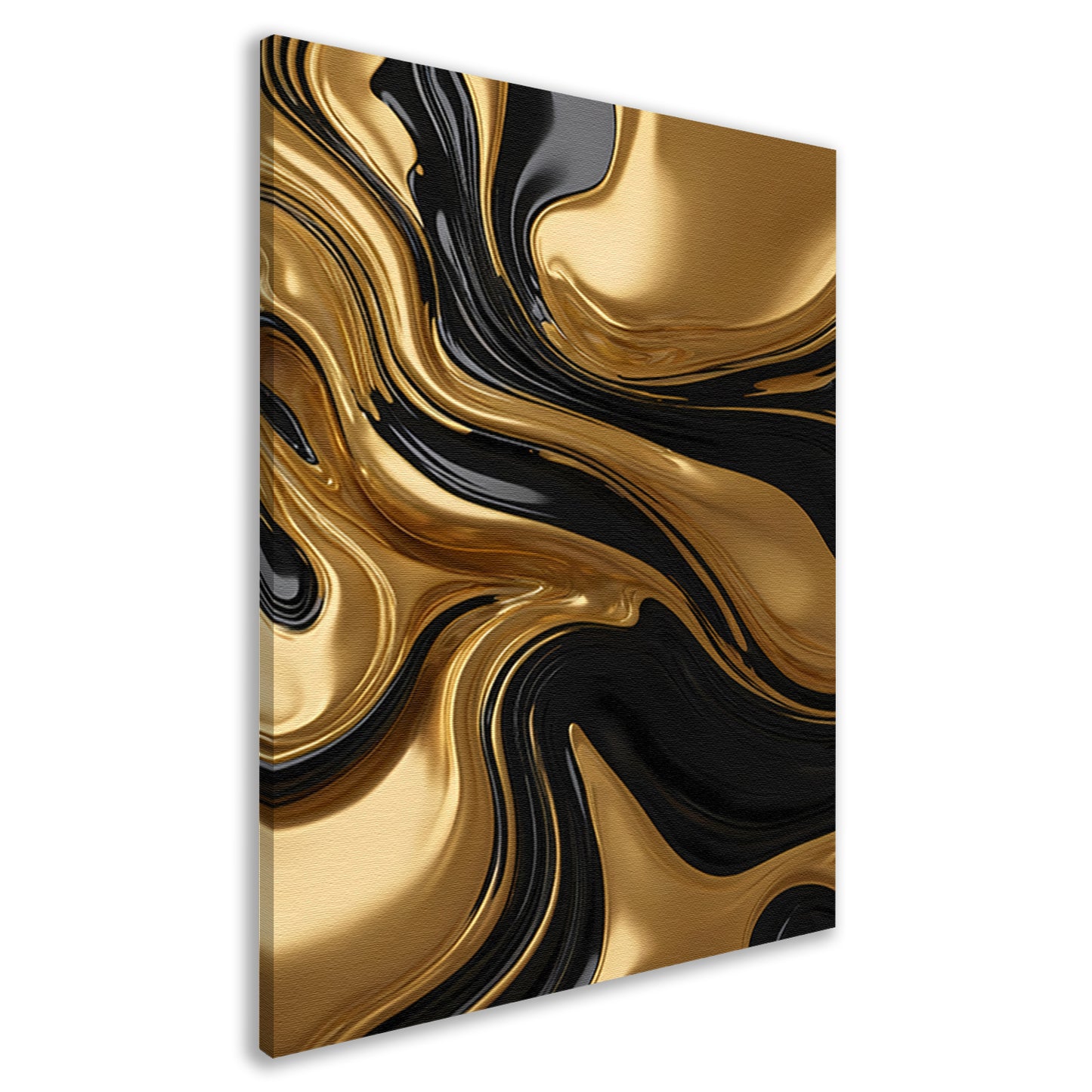 Dynamisch goud-zwart abstracte kunst canvas