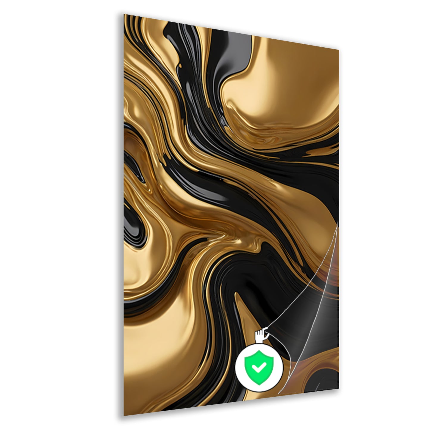 Dynamisch goud-zwart abstracte kunst poster