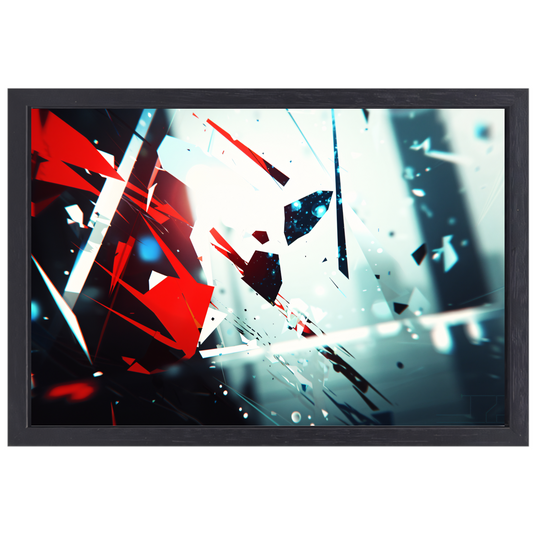 Gebroken glas abstract canvas met baklijst