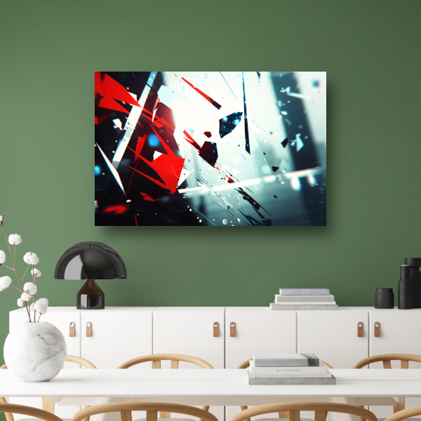 Gebroken glas abstract canvas met baklijst