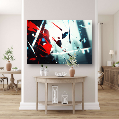 Gebroken glas abstract canvas met baklijst