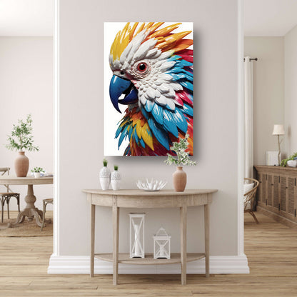 Kleurrijke Papegaai in Moderne Kunststijl canvas met baklijst