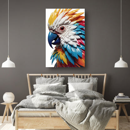 Kleurrijke Papegaai in Moderne Kunststijl canvas met baklijst