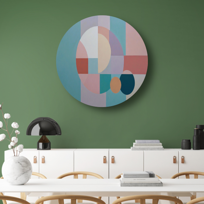 Abstracte harmonie van geometrie en kleur aluminium muurcirkel